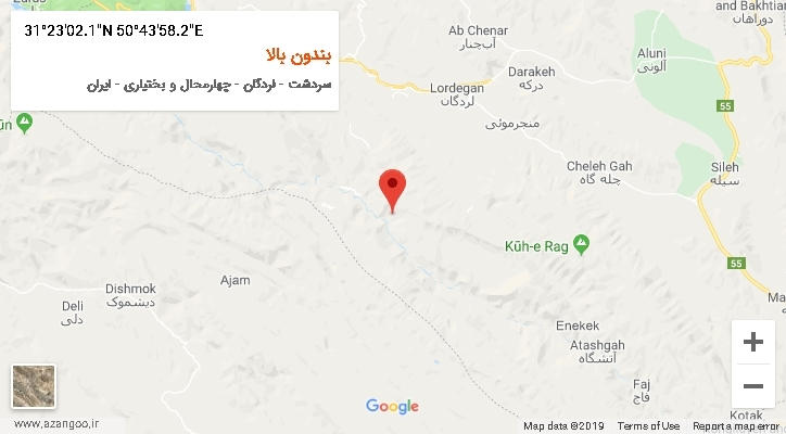 روستای بندون بالا بر روی نقشه