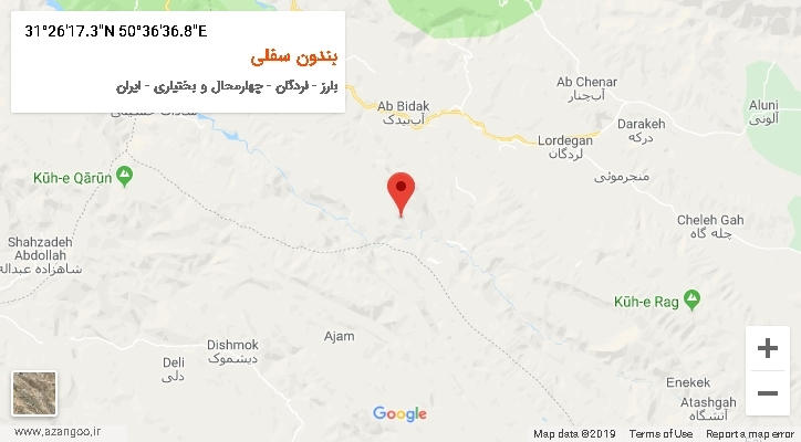 روستای بندون سفلی بر روی نقشه