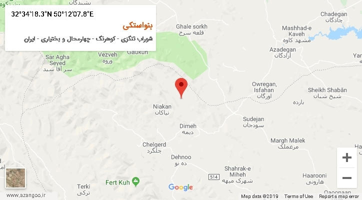 روستای بنواستکی بر روی نقشه