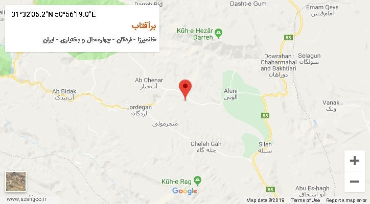 روستای برآفتاب بر روی نقشه