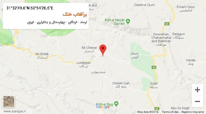 روستای برآفتاب خنک بر روی نقشه