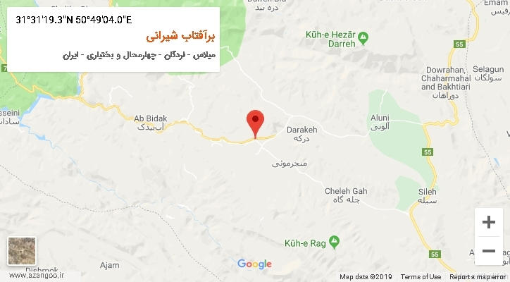 روستای برآفتاب شیرانی بر روی نقشه