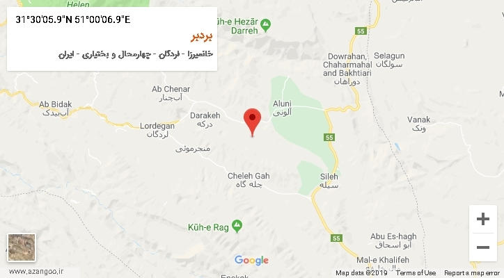 روستای بردبر بر روی نقشه