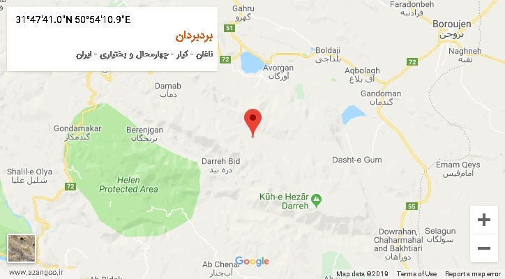 روستای بردبردان بر روی نقشه