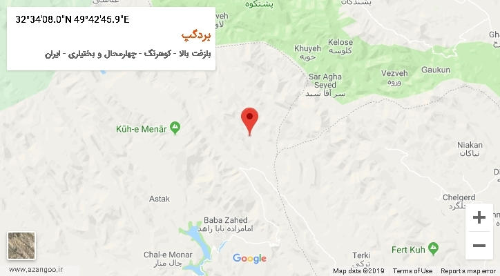 روستای بردگپ بر روی نقشه