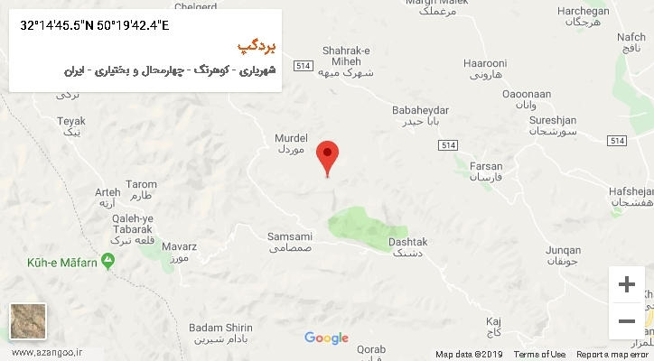 روستای بردگپ بر روی نقشه