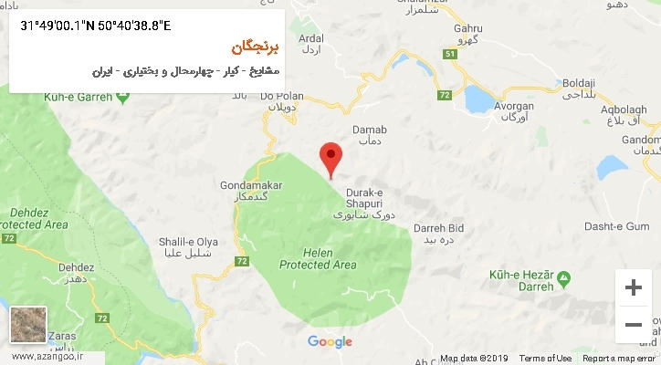 روستای برنجگان بر روی نقشه