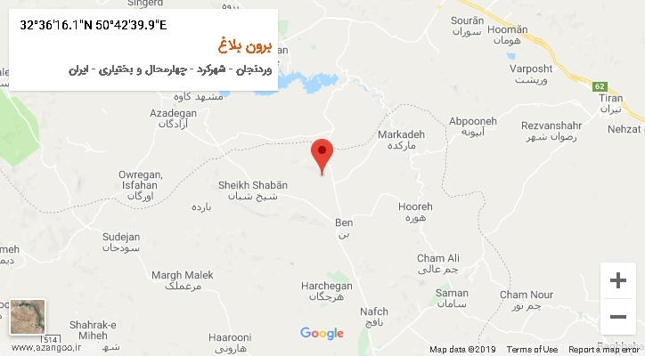 روستای برون بلاغ بر روی نقشه