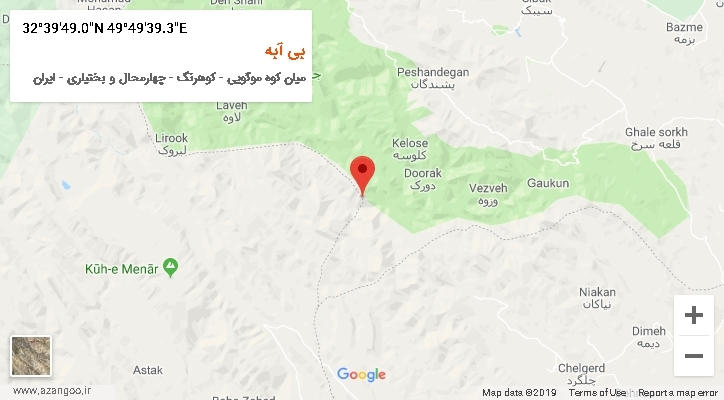 روستای بی آبه بر روی نقشه