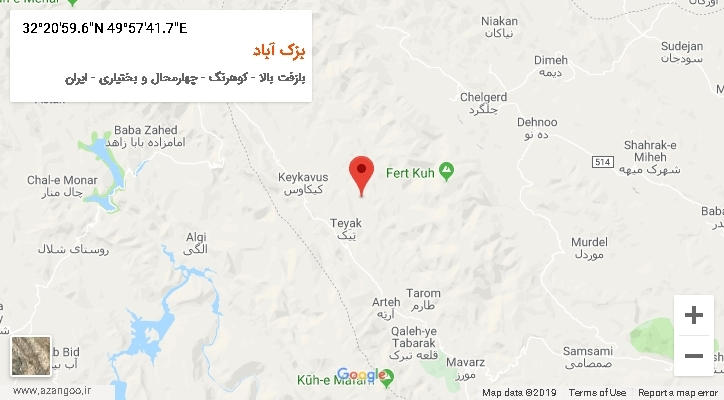 روستای بزک آباد بر روی نقشه