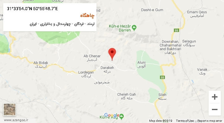 روستای چاهگاه بر روی نقشه