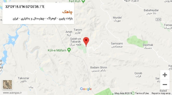 روستای چاهک بر روی نقشه