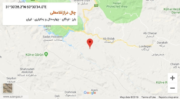 روستای چال درازغلامعلی بر روی نقشه