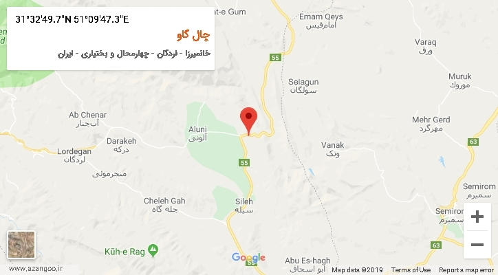 روستای چال گاو بر روی نقشه