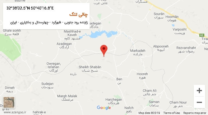 روستای چالی تنگ بر روی نقشه