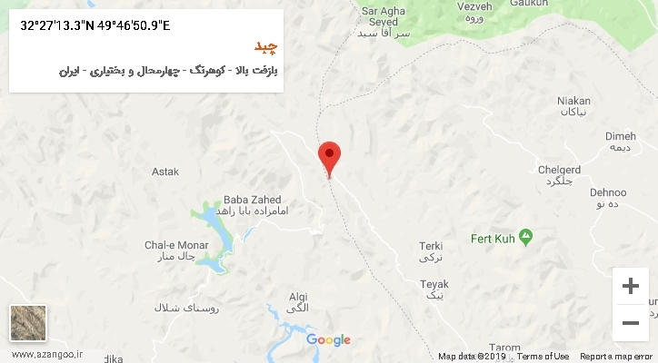 روستای چبد بر روی نقشه