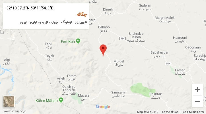 روستای چگاله بر روی نقشه