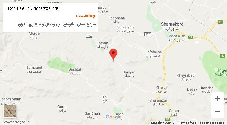 روستای چغاهست بر روی نقشه