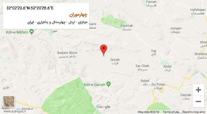 روستای چهارموران بر روی نقشه