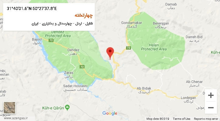 روستای چهارتخته بر روی نقشه