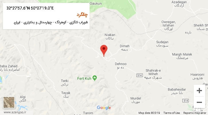 روستای چلگرد بر روی نقشه