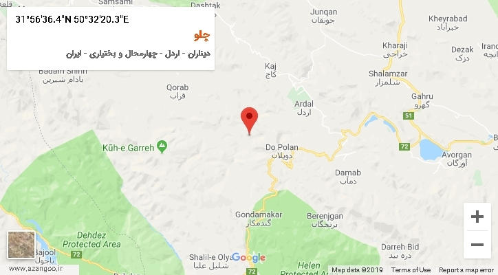 روستای چلو بر روی نقشه