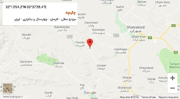 روستای چلیچه بر روی نقشه