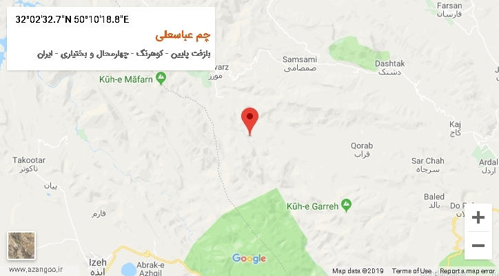 روستای چم عباسعلی بر روی نقشه