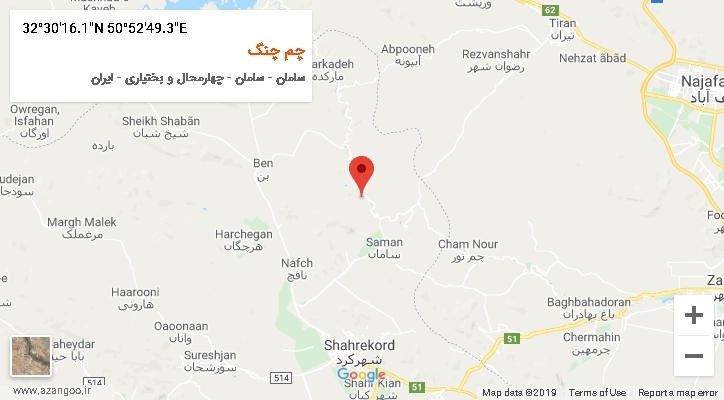 روستای چم چنگ بر روی نقشه