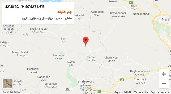 روستای چم خلیفه بر روی نقشه