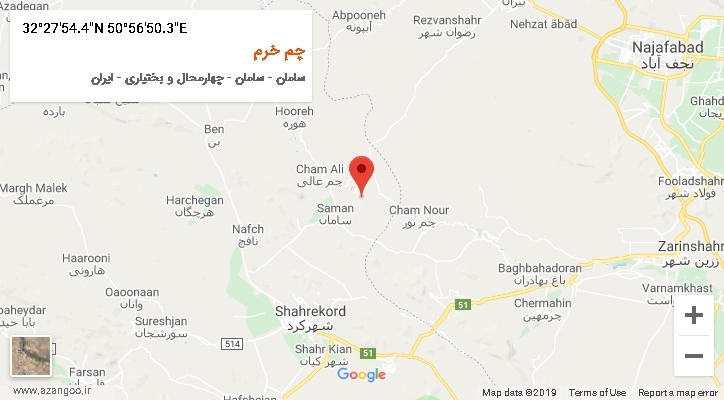 روستای چم خرم بر روی نقشه