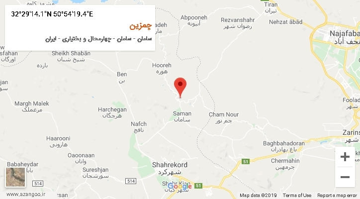روستای چمزین بر روی نقشه