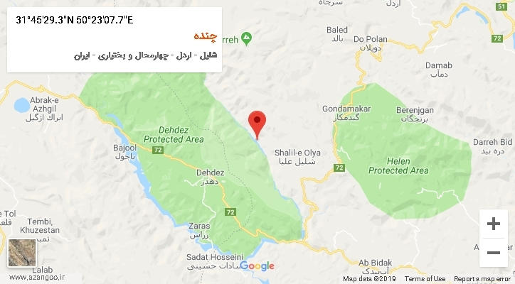 روستای چنده بر روی نقشه