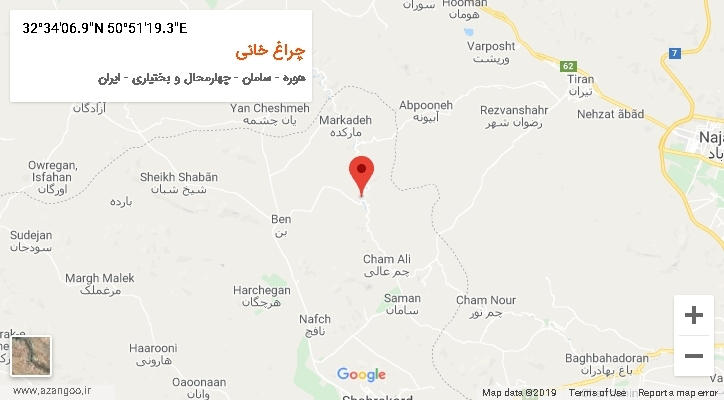 روستای چراغ خانی بر روی نقشه