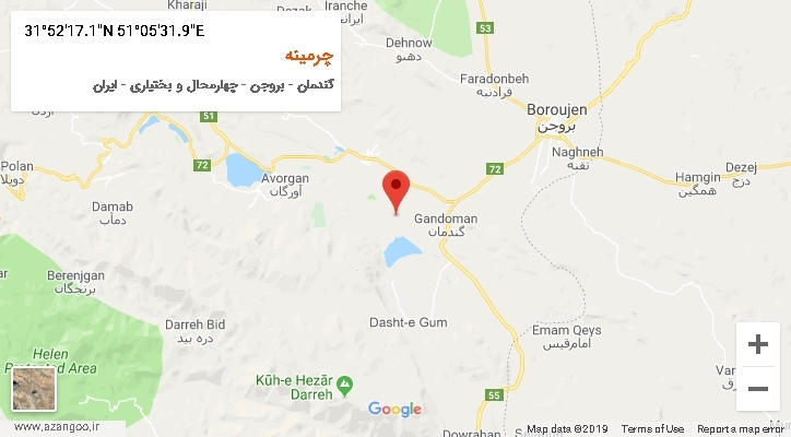 روستای چرمینه بر روی نقشه