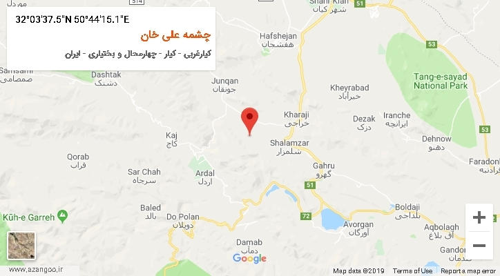 روستای چشمه علی خان بر روی نقشه