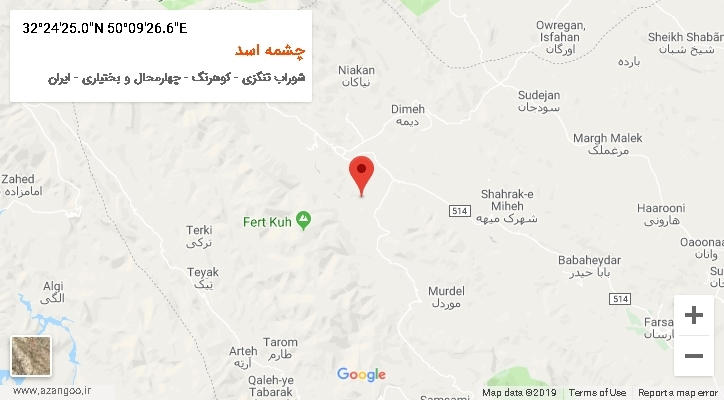 روستای چشمه اسد بر روی نقشه