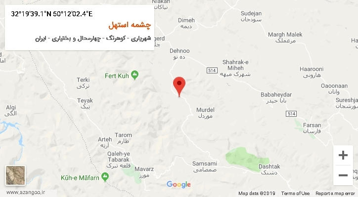 روستای چشمه استهل بر روی نقشه