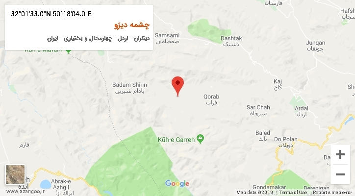 روستای چشمه دیزو بر روی نقشه