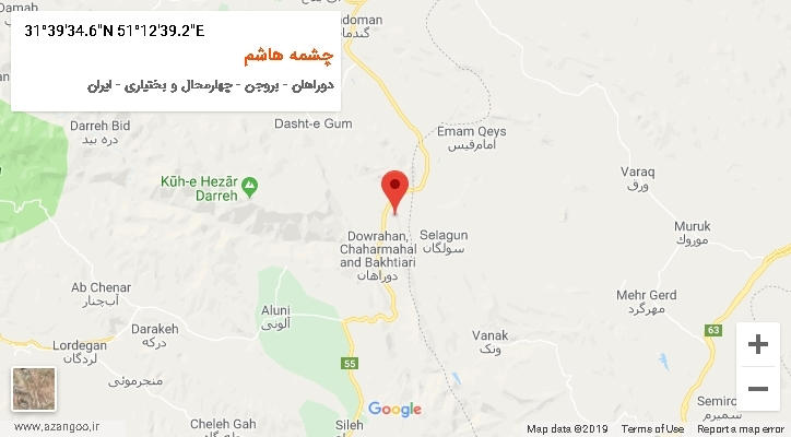 روستای چشمه هاشم بر روی نقشه