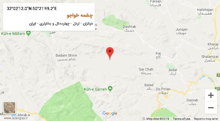 روستای چشمه خواجو بر روی نقشه