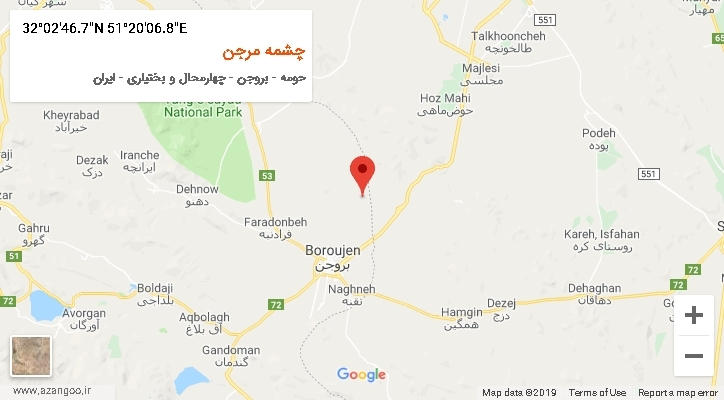 روستای چشمه مرجن بر روی نقشه