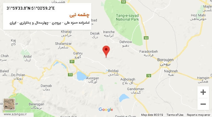 روستای چشمه نبی بر روی نقشه