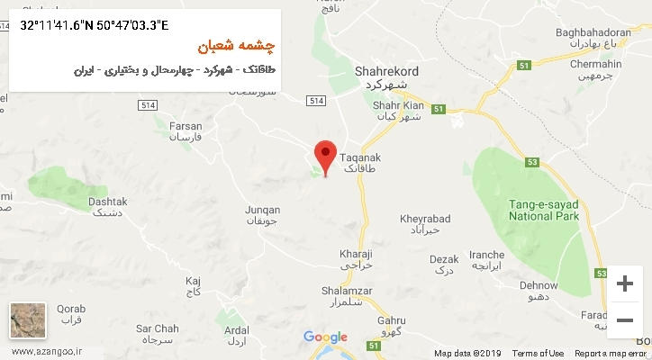 روستای چشمه شعبان بر روی نقشه