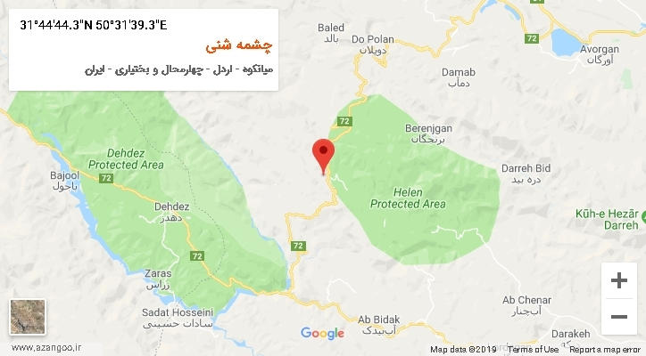 روستای چشمه شنی بر روی نقشه