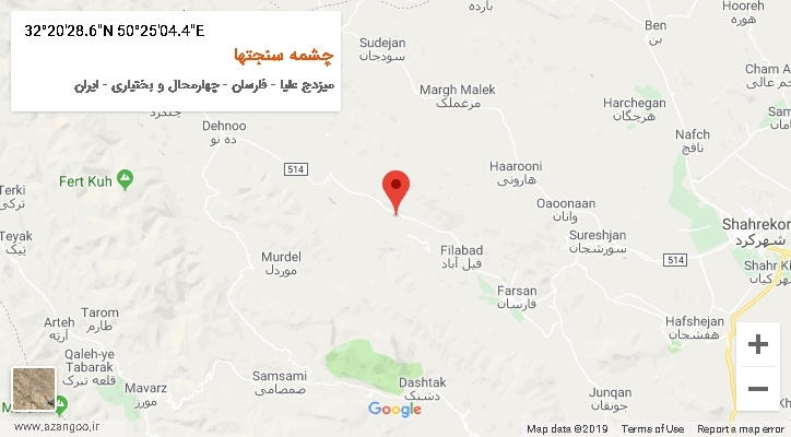 روستای چشمه سنجتها بر روی نقشه
