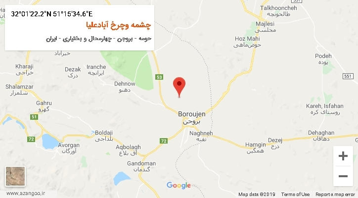 روستای چشمه وچرخ آبادعلیا بر روی نقشه
