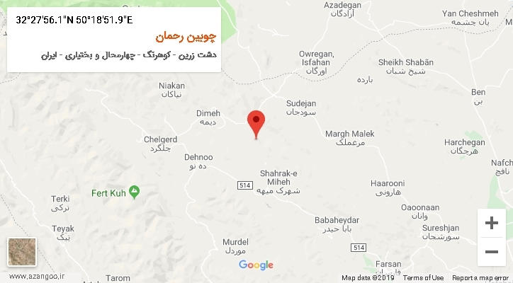 روستای چوبین رحمان بر روی نقشه