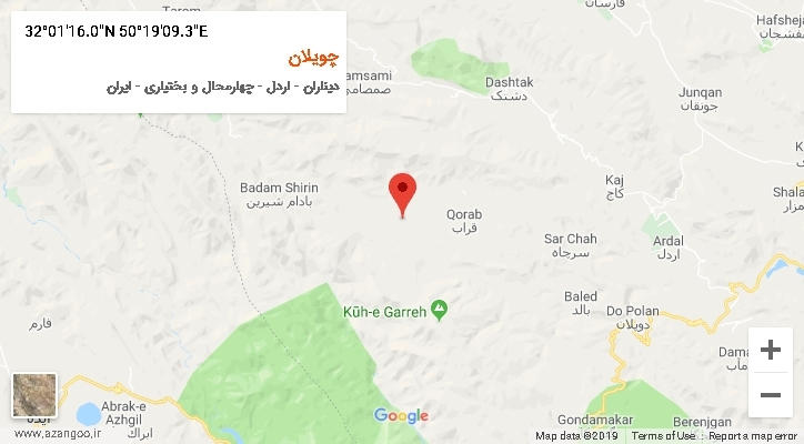 روستای چویلان بر روی نقشه