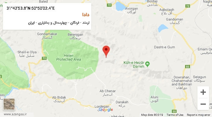 روستای دادا بر روی نقشه